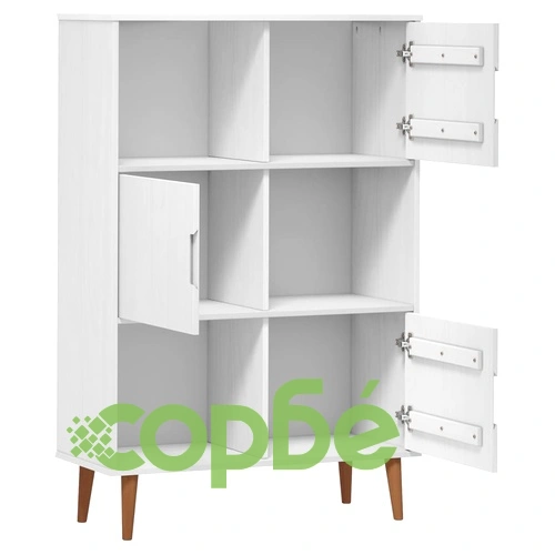 Етажерка за книги MOLDE бял 90x35x133,5 см масивно дърво бор ➤ топ цена ➤ sorbe.bg