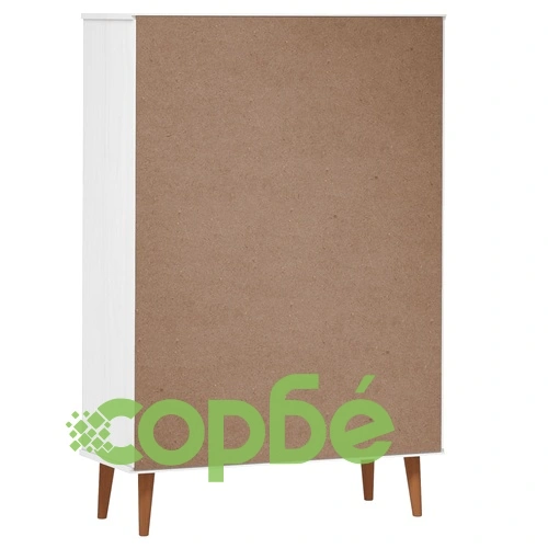 Етажерка за книги MOLDE бял 90x35x133,5 см масивно дърво бор ➤ топ цена ➤ sorbe.bg