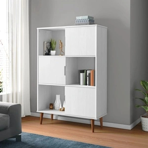 Етажерка за книги MOLDE бял 90x35x133,5 см масивно дърво бор