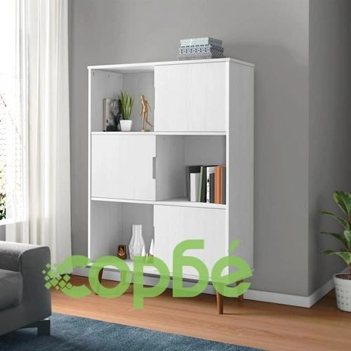 Етажерка за книги MOLDE бял 90x35x133,5 см масивно дърво бор ➤ топ цена ➤ sorbe.bg