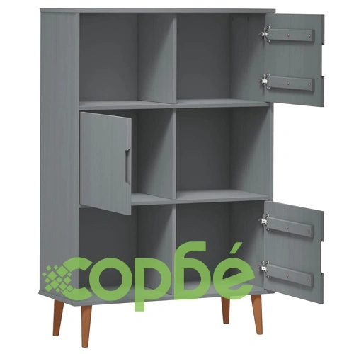 Етажерка за книги MOLDE сива 90x35x133,5 см масивно дърво бор ➤ топ цена ➤ sorbe.bg