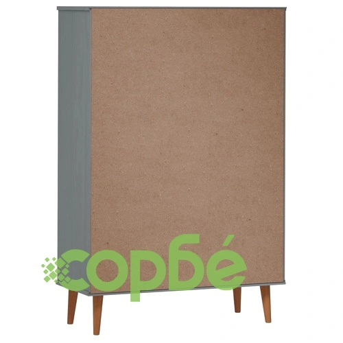 Етажерка за книги MOLDE сива 90x35x133,5 см масивно дърво бор ➤ топ цена ➤ sorbe.bg