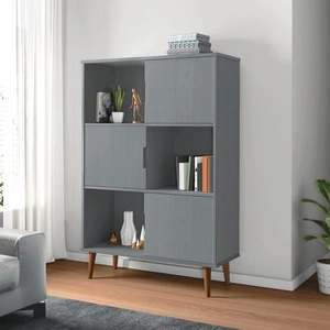 Етажерка за книги MOLDE сива 90x35x133,5 см масивно дърво бор