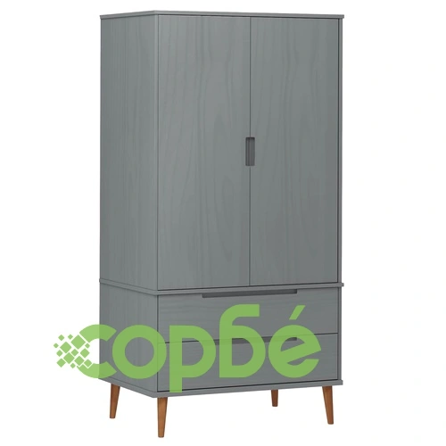 Гардероб MOLDE, сив, 90x55x175 см, бор масив ➤ топ цена ➤ sorbe.bg