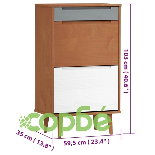 Шкаф за обувки MOLDE, кафяв, 59,5x35x103 см, бор масив ➤ топ цена ➤ sorbe.bg