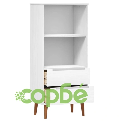 Етажерка за книги MOLDE бял 60x35x133,5 см масивно дърво бор ➤ топ цена ➤ sorbe.bg