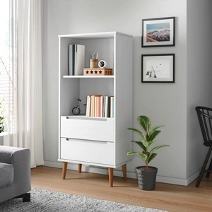 Етажерка за книги MOLDE бял 60x35x133,5 см масивно дърво бор