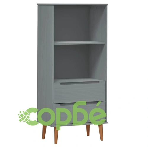 Етажерка за книги MOLDE сива 60x35x133,5 см масивно дърво бор ➤ топ цена ➤ sorbe.bg