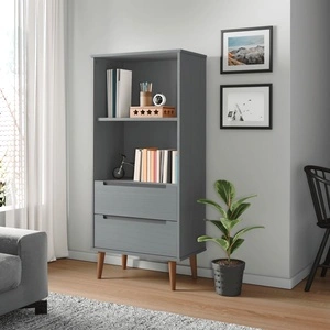 Етажерка за книги MOLDE сива 60x35x133,5 см масивно дърво бор