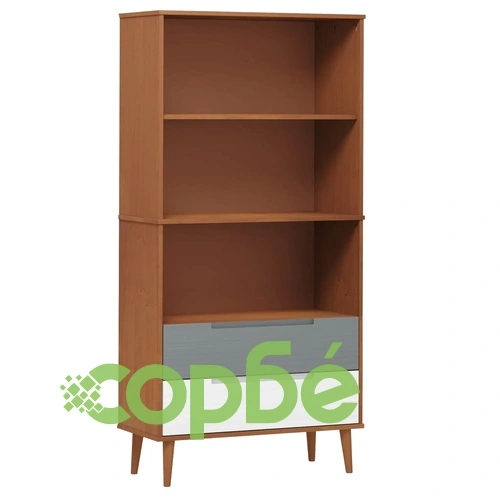 Етажерка за книги MOLDE, кафява, 85x35x170,5 см, бор масив ➤ топ цена ➤ sorbe.bg