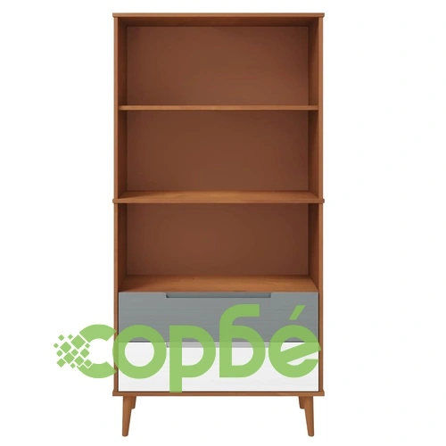 Етажерка за книги MOLDE, кафява, 85x35x170,5 см, бор масив ➤ топ цена ➤ sorbe.bg