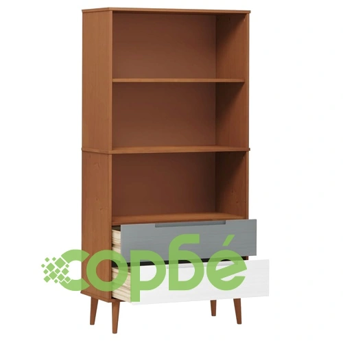 Етажерка за книги MOLDE, кафява, 85x35x170,5 см, бор масив ➤ топ цена ➤ sorbe.bg