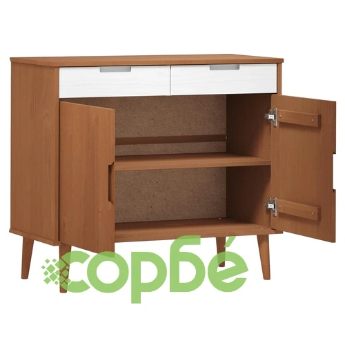 Сайдборд MOLDE, кафяв, 90x40x80 см, бор масив ➤ топ цена ➤ sorbe.bg