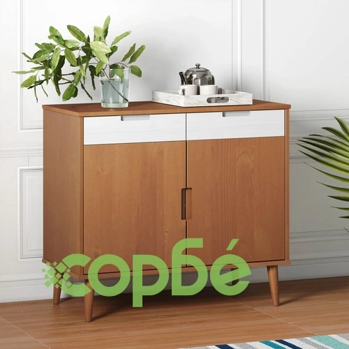 Сайдборд MOLDE, кафяв, 90x40x80 см, бор масив ➤ топ цена ➤ sorbe.bg