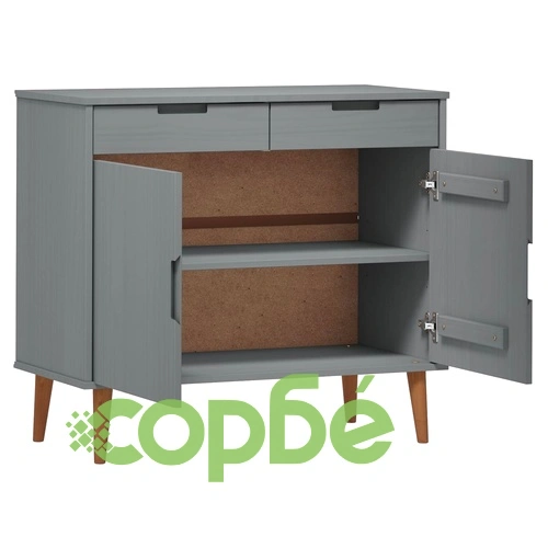 Сайдборд MOLDE сив 90x40x80 см бор масив ➤ топ цена ➤ sorbe.bg