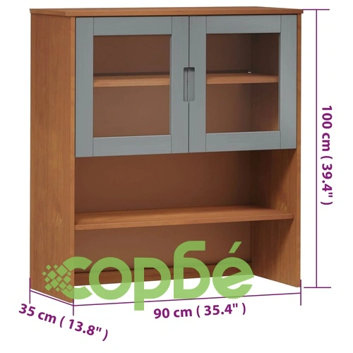 Надстройка за шкаф MOLDE, кафяв, 90x35x100 см, бор масив ➤ топ цена ➤ sorbe.bg