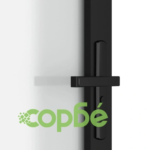 Интериорна врата, 76x201,5 см, черен мат, стъкло и алуминий ➤ топ цена ➤ sorbe.bg