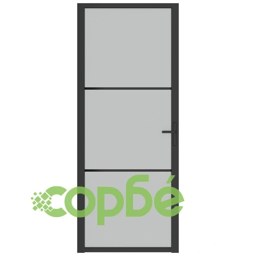 Интериорна врата, 83x201,5 см, черен мат, стъкло и алуминий ➤ топ цена ➤ sorbe.bg