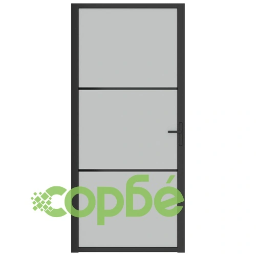 Интериорна врата, 93x201,5 см, черен мат, стъкло и алуминий ➤ топ цена ➤ sorbe.bg