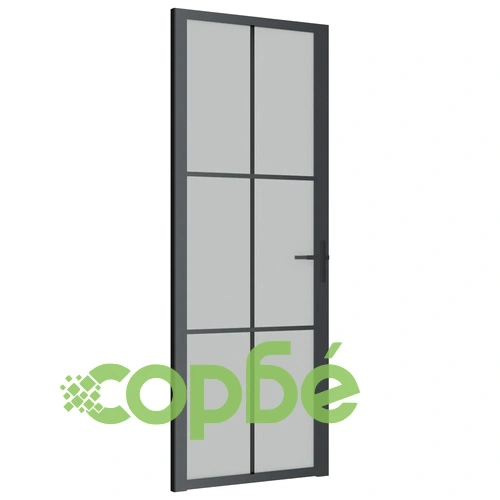 Интериорна врата, 76x201,5 см, черен мат, стъкло и алуминий ➤ топ цена ➤ sorbe.bg