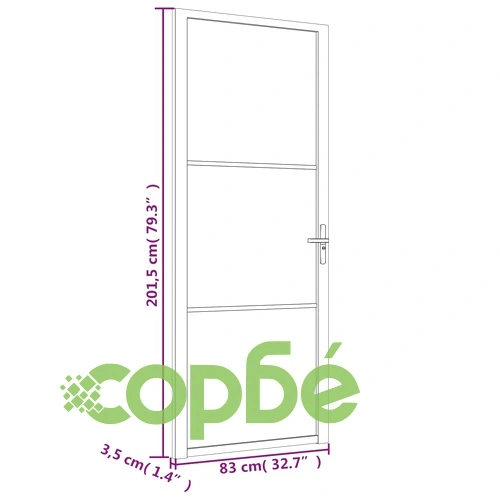 Интериорна врата 83x201,5 см черна ESG стъкло и алуминий ➤ топ цена ➤ sorbe.bg