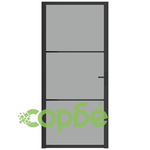 Интериорна врата 93x201,5 см черна ESG стъкло и алуминий ➤ топ цена ➤ sorbe.bg