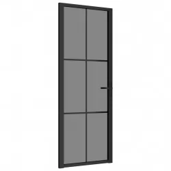 Интериорна врата 76x201,5 см черна ESG стъкло и алуминий