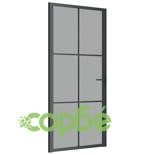 Интериорна врата 93x201,5 см черна ESG стъкло и алуминий ➤ топ цена ➤ sorbe.bg