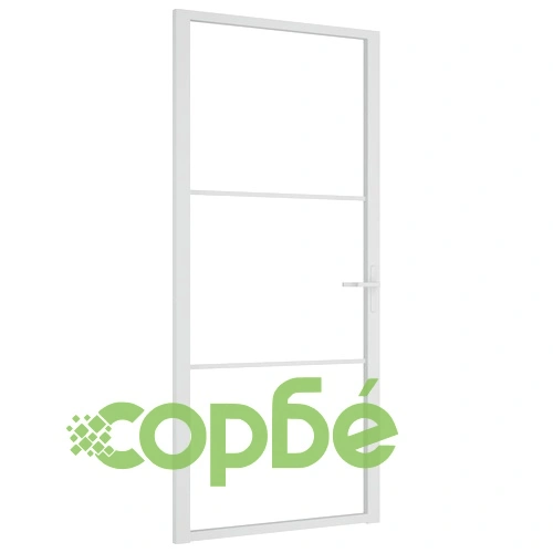 Интериорна врата 93x201,5 см бяла ESG стъкло и алуминий ➤ топ цена ➤ sorbe.bg