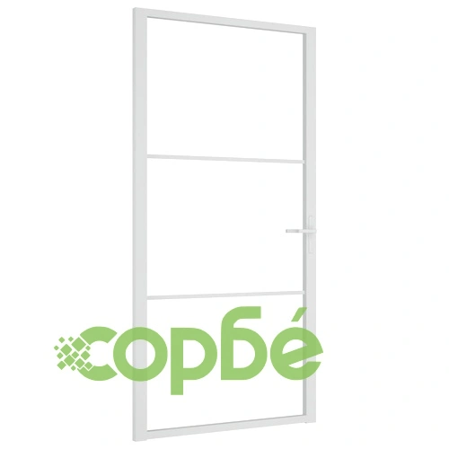 Интериорна врата, 102,5x201,5 см, бяла, ESG стъкло и алуминий ➤ топ цена ➤ sorbe.bg