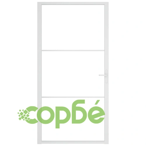 Интериорна врата, 102,5x201,5 см, бяла, ESG стъкло и алуминий ➤ топ цена ➤ sorbe.bg