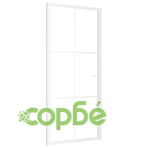 Интериорна врата 93x201,5 см бяла ESG стъкло и алуминий ➤ топ цена ➤ sorbe.bg