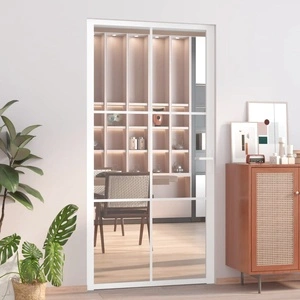 Интериорна врата, 102,5x201,5 см, бяла, ESG стъкло и алуминий