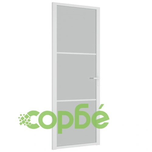Интериорна врата 76x201,5 см бял мат ESG стъкло и алуминий ➤ топ цена ➤ sorbe.bg
