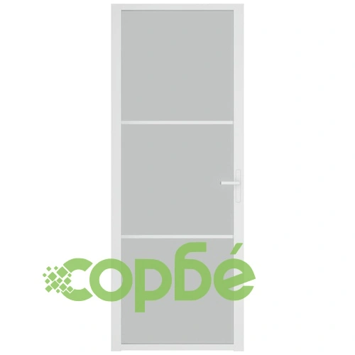 Интериорна врата 76x201,5 см бял мат ESG стъкло и алуминий ➤ топ цена ➤ sorbe.bg