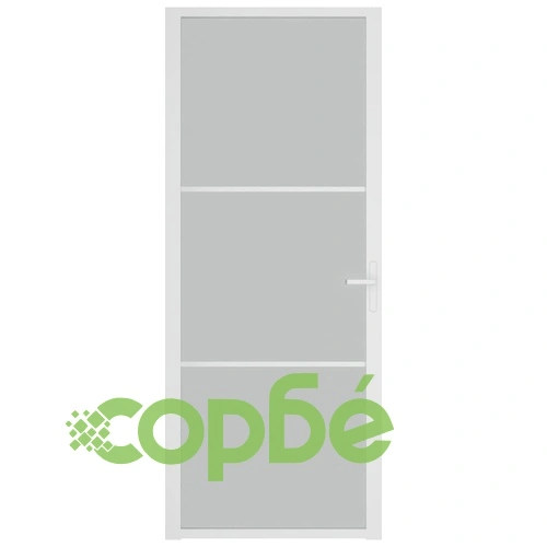 Интериорна врата, 83x201,5 см, бял мат, стъкло и алуминий ➤ топ цена ➤ sorbe.bg