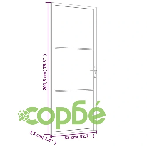 Интериорна врата, 83x201,5 см, бял мат, стъкло и алуминий ➤ топ цена ➤ sorbe.bg