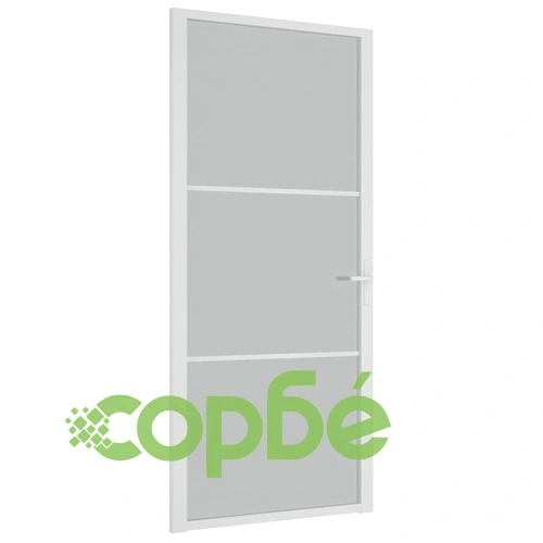 Интериорна врата 93x201,5 см бял мат стъкло и алуминий ➤ топ цена ➤ sorbe.bg