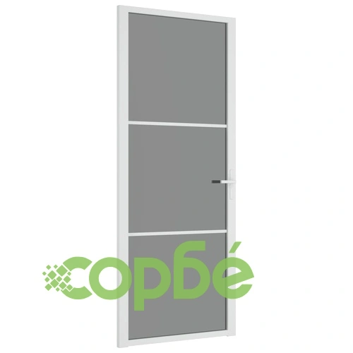 Интериорна врата 83x201,5 см бяла ESG стъкло и алуминий ➤ топ цена ➤ sorbe.bg