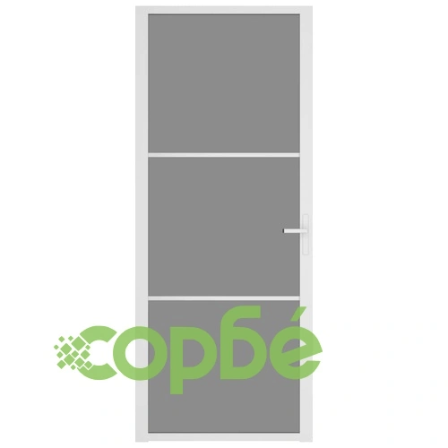 Интериорна врата 83x201,5 см бяла ESG стъкло и алуминий ➤ топ цена ➤ sorbe.bg