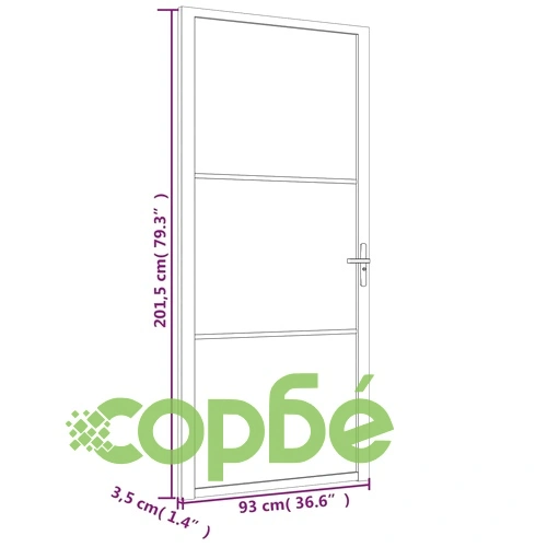 Интериорна врата 93x201,5 см бяла ESG стъкло и алуминий ➤ топ цена ➤ sorbe.bg