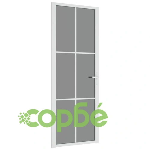 Интериорна врата 76x201,5 см бяла ESG стъкло и алуминий ➤ топ цена ➤ sorbe.bg