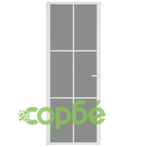 Интериорна врата 76x201,5 см бяла ESG стъкло и алуминий ➤ топ цена ➤ sorbe.bg