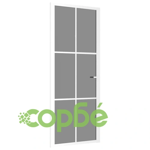 Интериорна врата 83x201,5 см бяла ESG стъкло и алуминий ➤ топ цена ➤ sorbe.bg