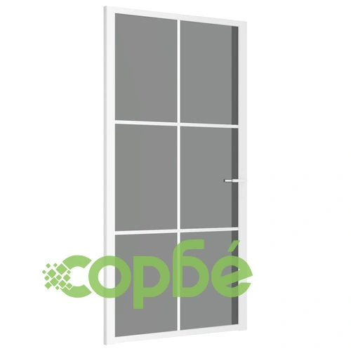 Интериорна врата, 102,5x201,5 см, бяла, ESG стъкло и алуминий ➤ топ цена ➤ sorbe.bg