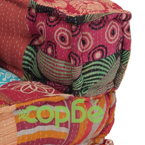 Модулен пуф с възглавница пачуърк плат ➤ топ цена ➤ sorbe.bg