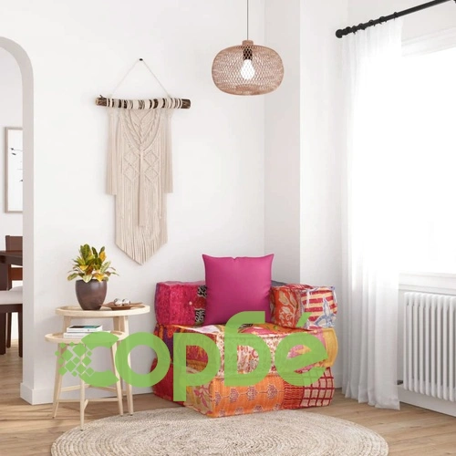 Модулен пуф с възглавница пачуърк плат ➤ топ цена ➤ sorbe.bg