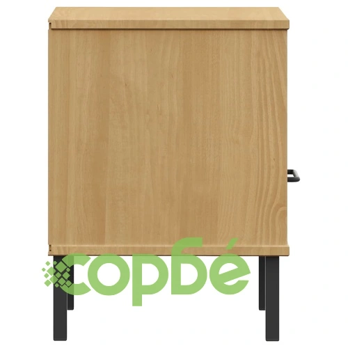 Нощно шкафче с метални крака, кафяво, бор масив, OSLO ➤ топ цена ➤ sorbe.bg