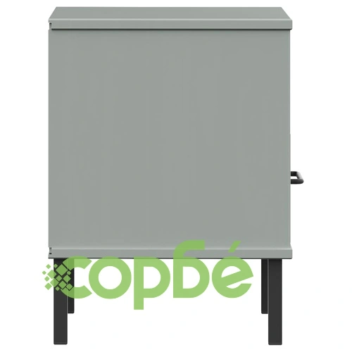 Нощно шкафче с метални крака сив бор масив OSLO ➤ топ цена ➤ sorbe.bg