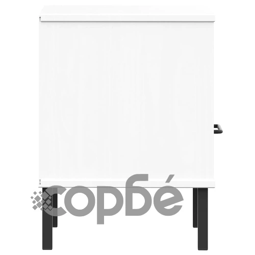 Нощно шкафче с метални крака бяло бор масив OSLO ➤ топ цена ➤ sorbe.bg